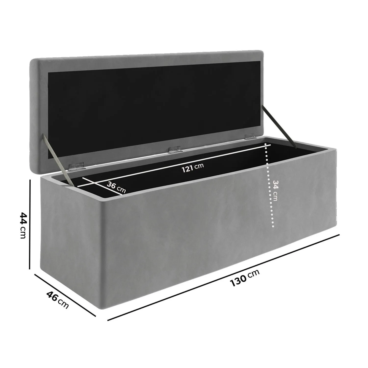 Storage Ottoman with Tufted Lid - Grey, Velvet
