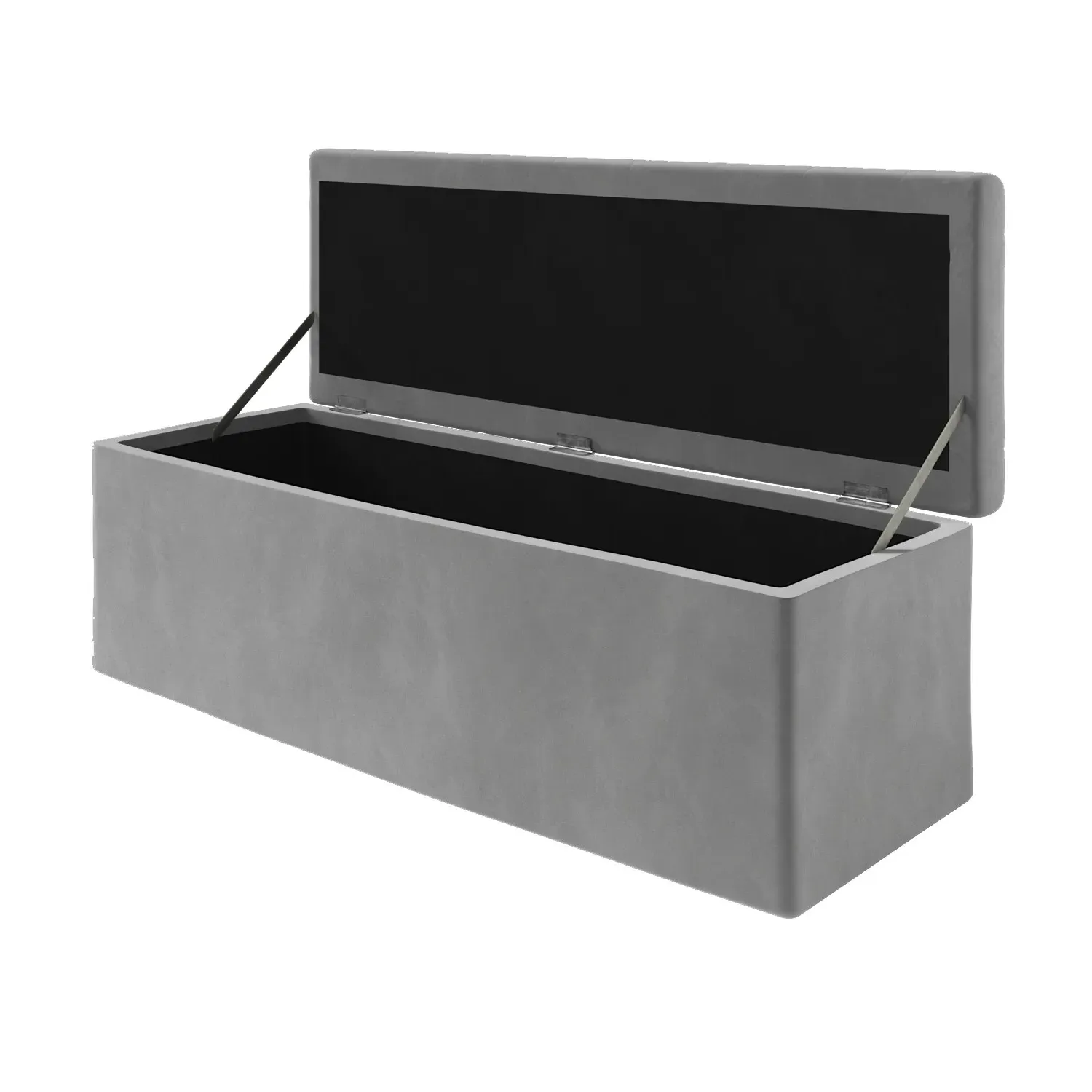Storage Ottoman with Tufted Lid - Grey, Velvet