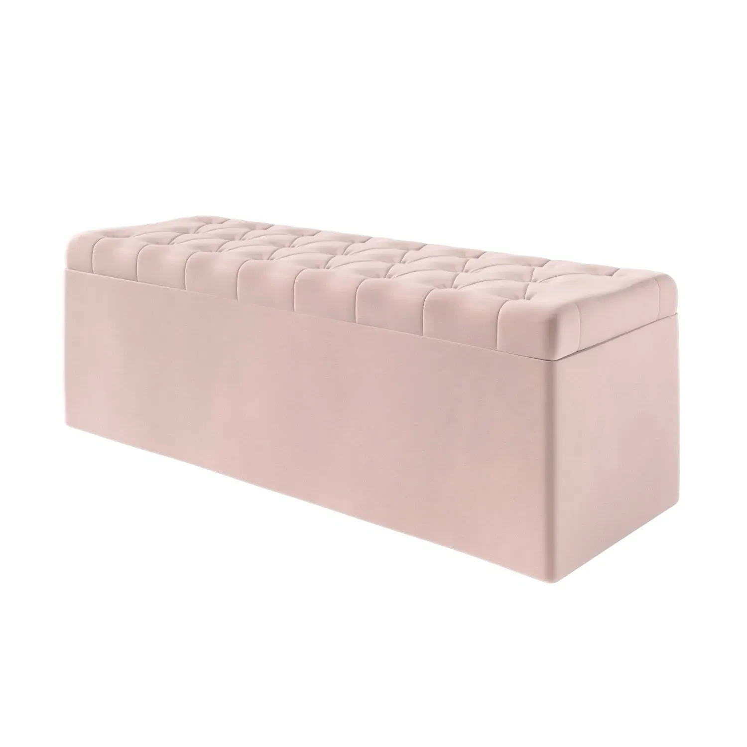 Storage Ottoman with Tufted Lid - Pink, Velvet