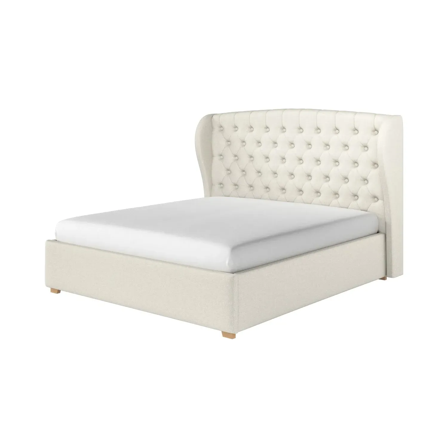 Super King Ottoman Bed with Storage - Cream, Fabric