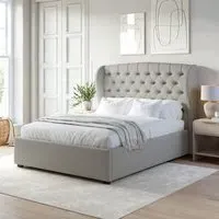 Super King Ottoman Bed with Storage - Grey, Fabric