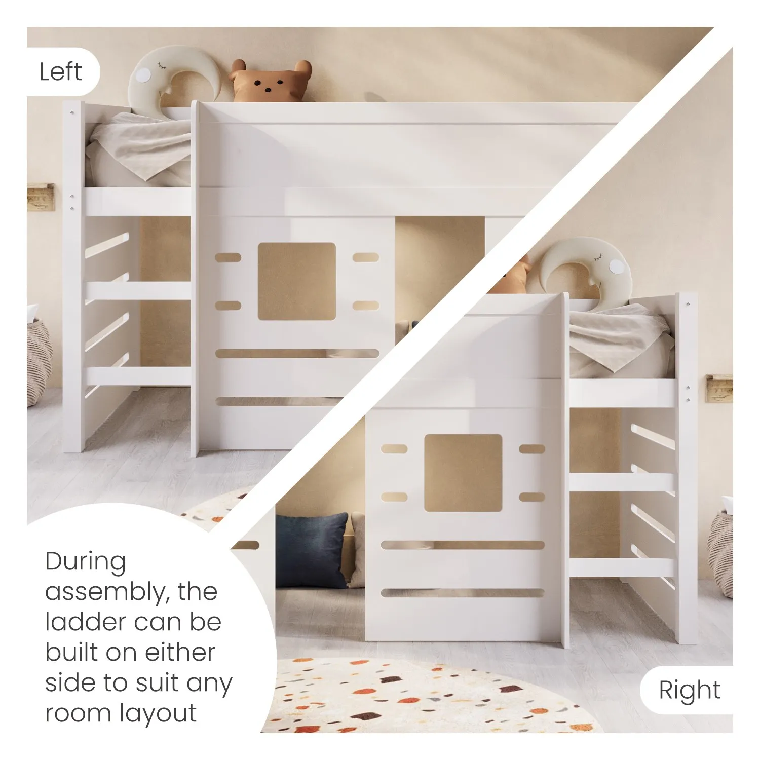 Cabin Bed with Den - White, Pine