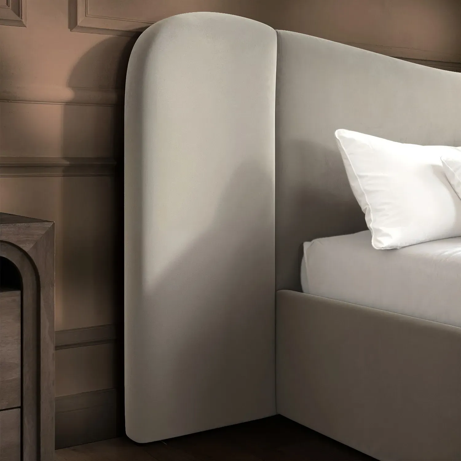 Double Ottoman Bed with Storage - Beige, Velvet