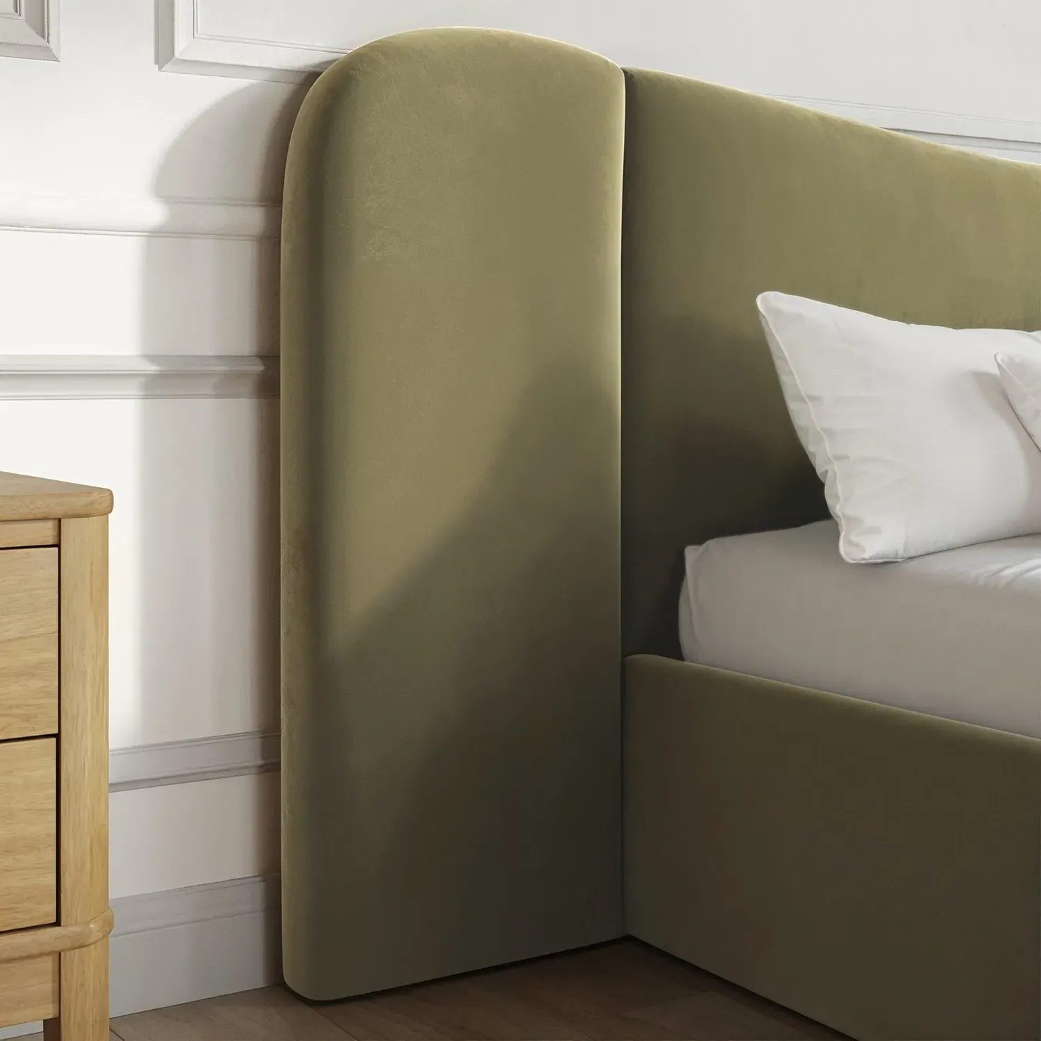 Double Ottoman Bed with Storage - Green, Velvet