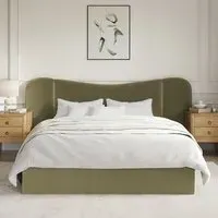 Double Ottoman Bed with Storage - Green, Velvet