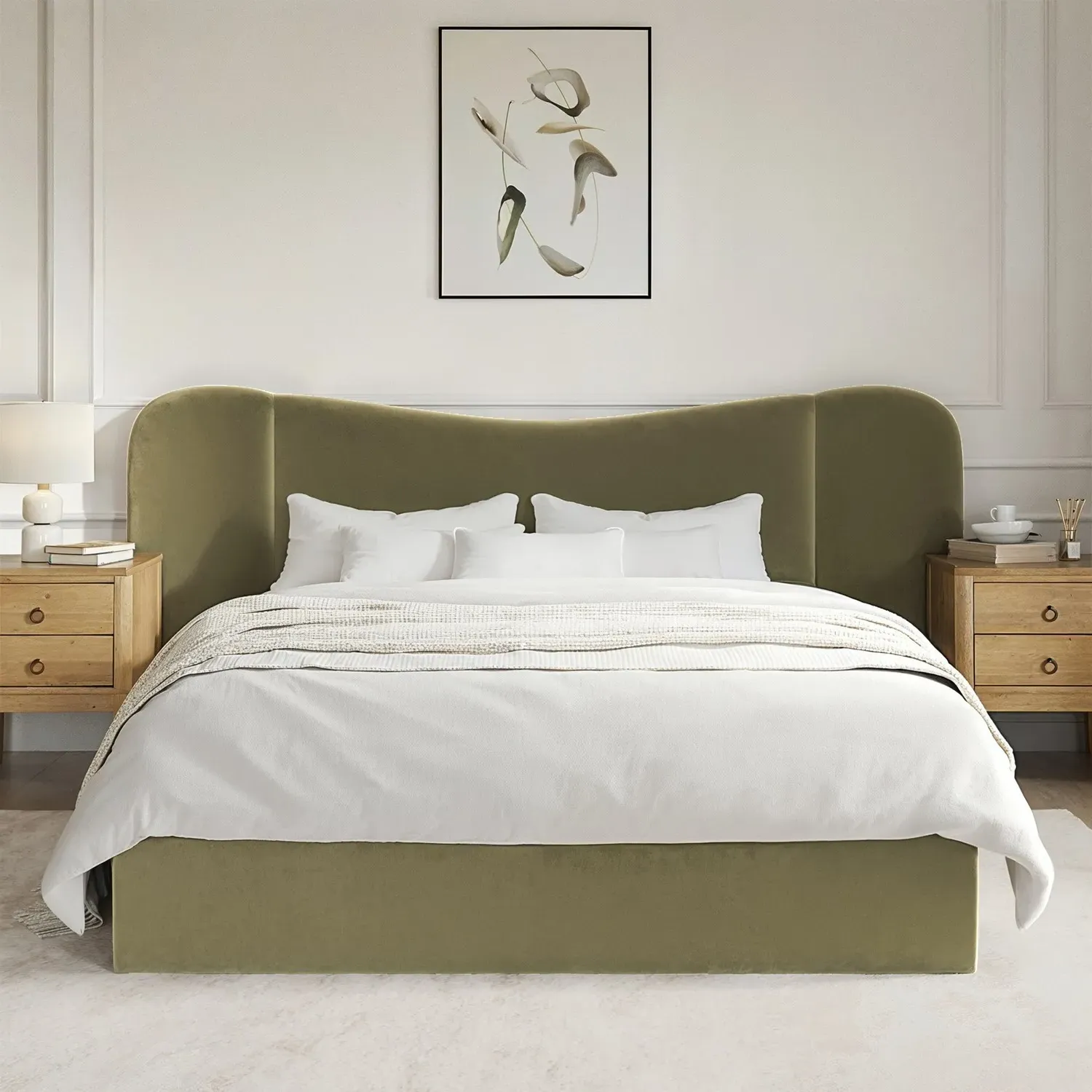 Double Ottoman Bed with Storage - Green, Velvet image
