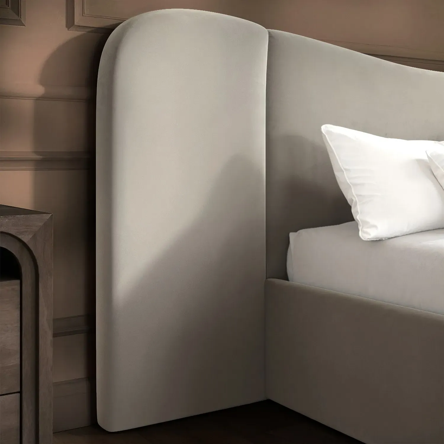 King Size Ottoman Bed with Storage - Beige, Velvet