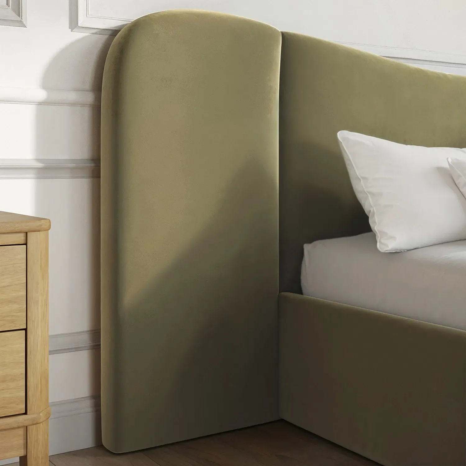 King Size Ottoman Bed with Storage - Green, Velvet