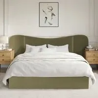 King Size Ottoman Bed with Storage - Green, Velvet
