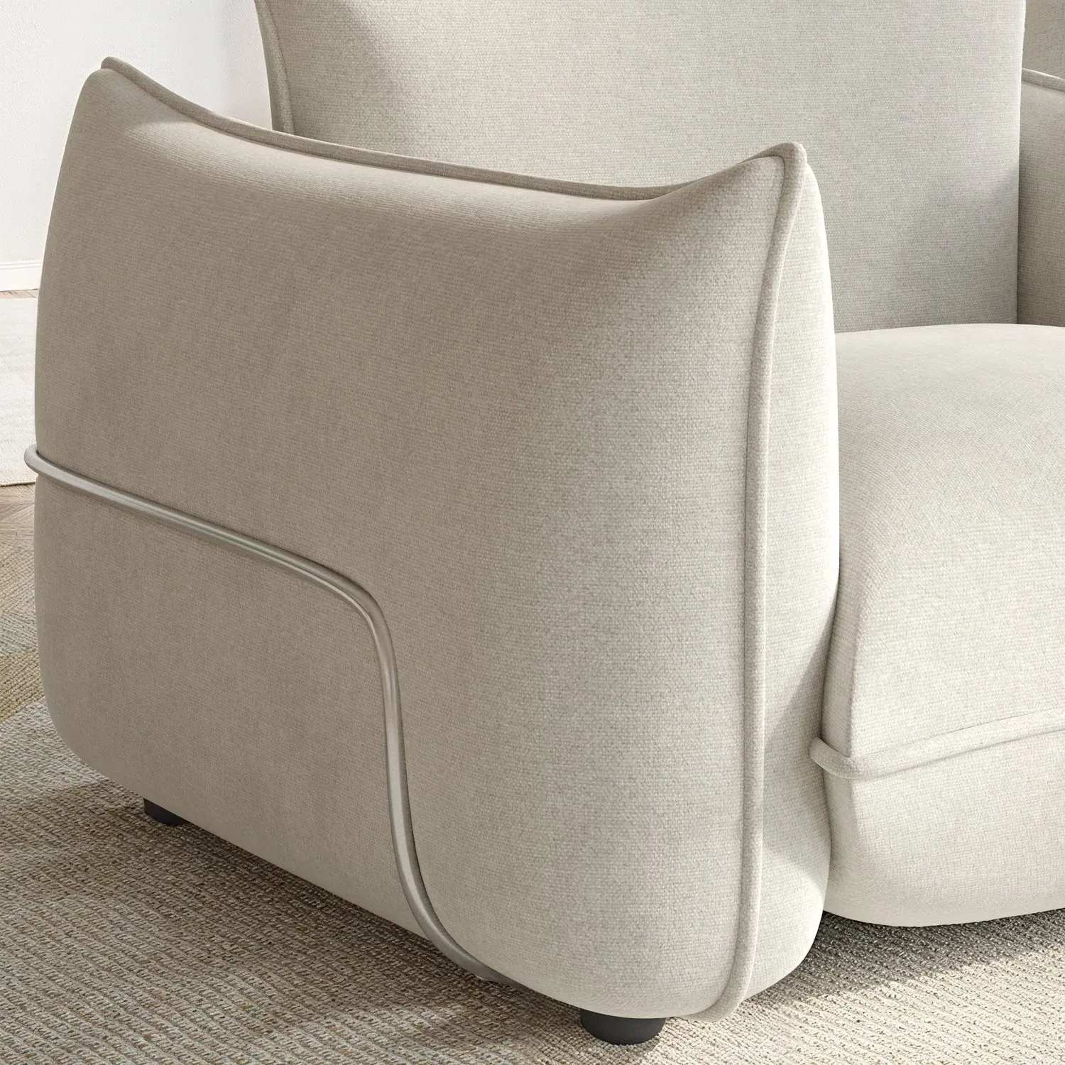 Cloud Armchair with Cushioning - Beige, Chenille