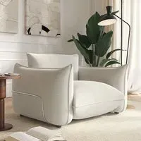 Cloud Armchair with Cushioning - Beige, Chenille