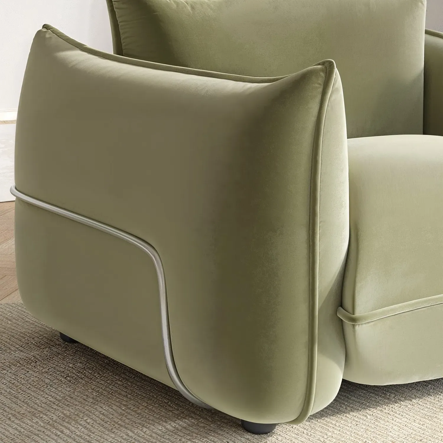 Velvet Armchair - Sage Green, Velvet