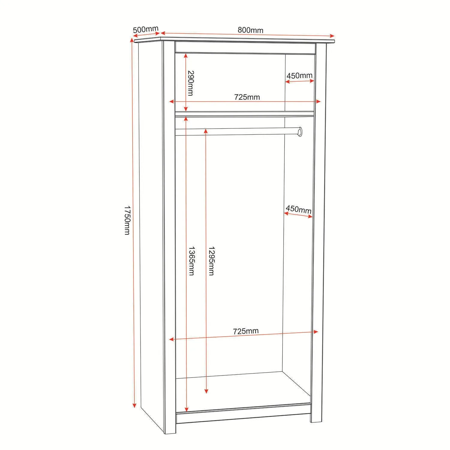 2 Door Double Wardrobe - Natural, Pine