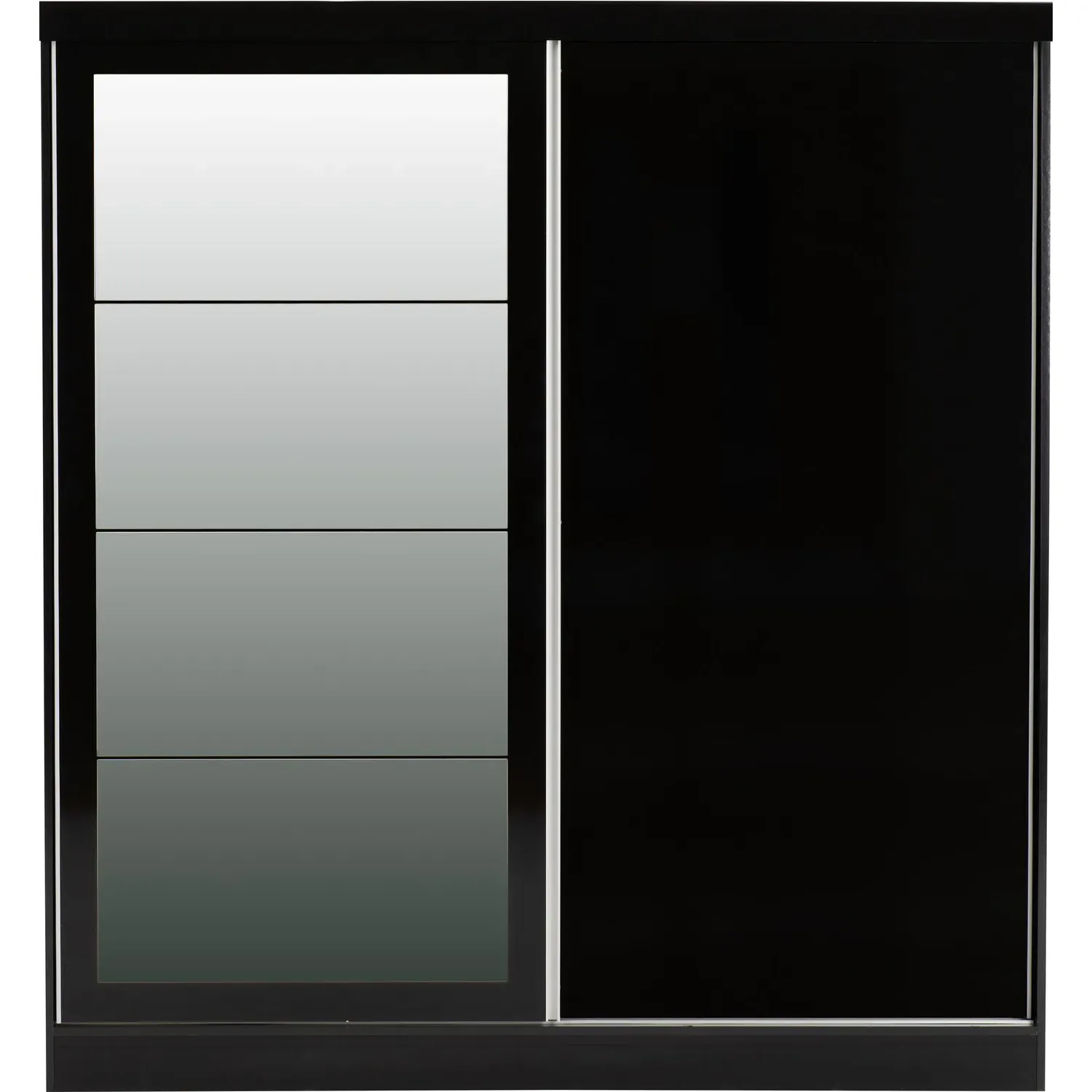 2-Door Sliding Wardrobe with Mirror - Black Gloss