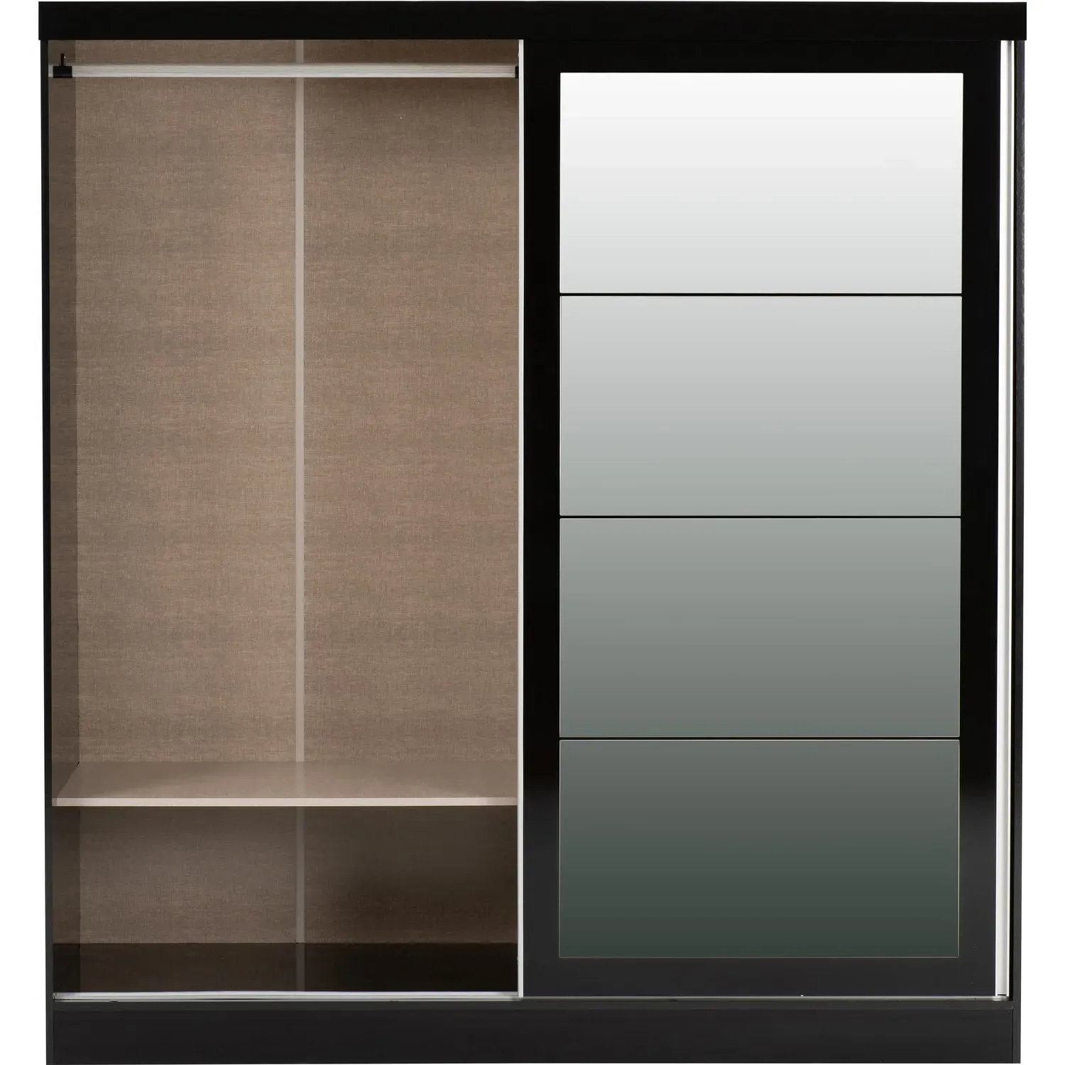 2-Door Sliding Wardrobe with Mirror - Black Gloss