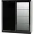 2-Door Sliding Wardrobe with Mirror - Black Gloss