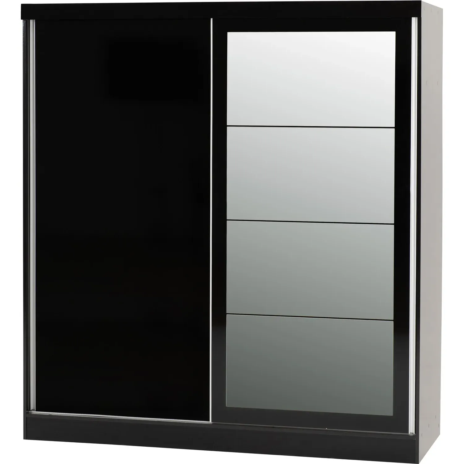 2-Door Sliding Wardrobe with Mirror - Black Gloss image