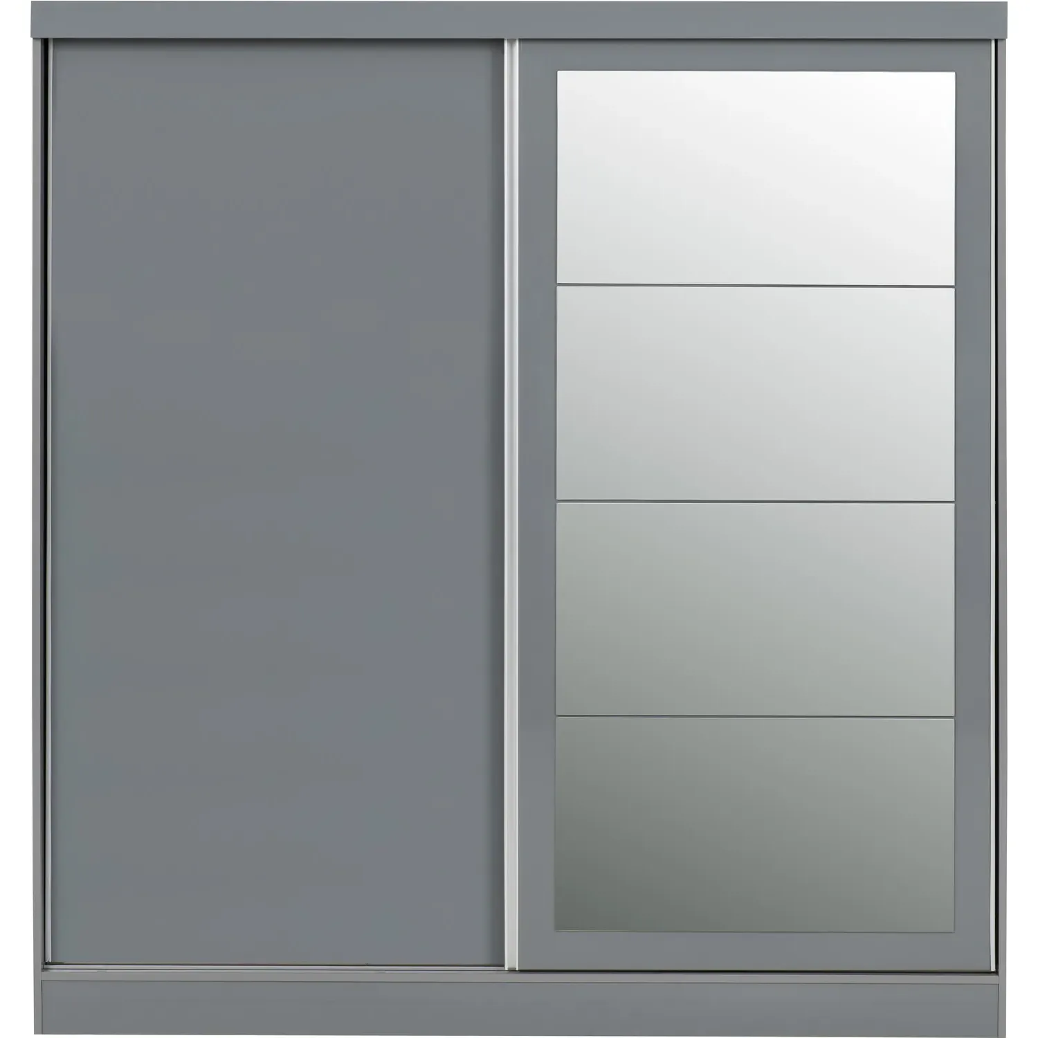 2-Door Sliding Wardrobe with Mirror - Grey Gloss