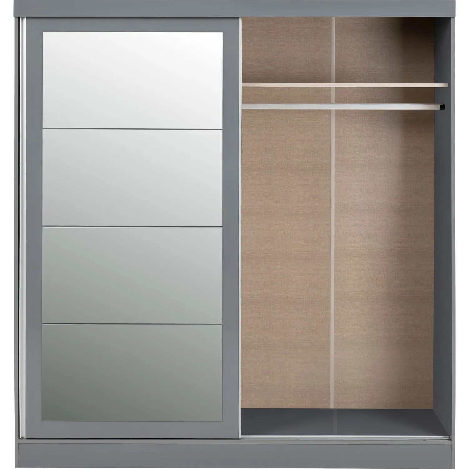 2-Door Sliding Wardrobe with Mirror - Grey Gloss