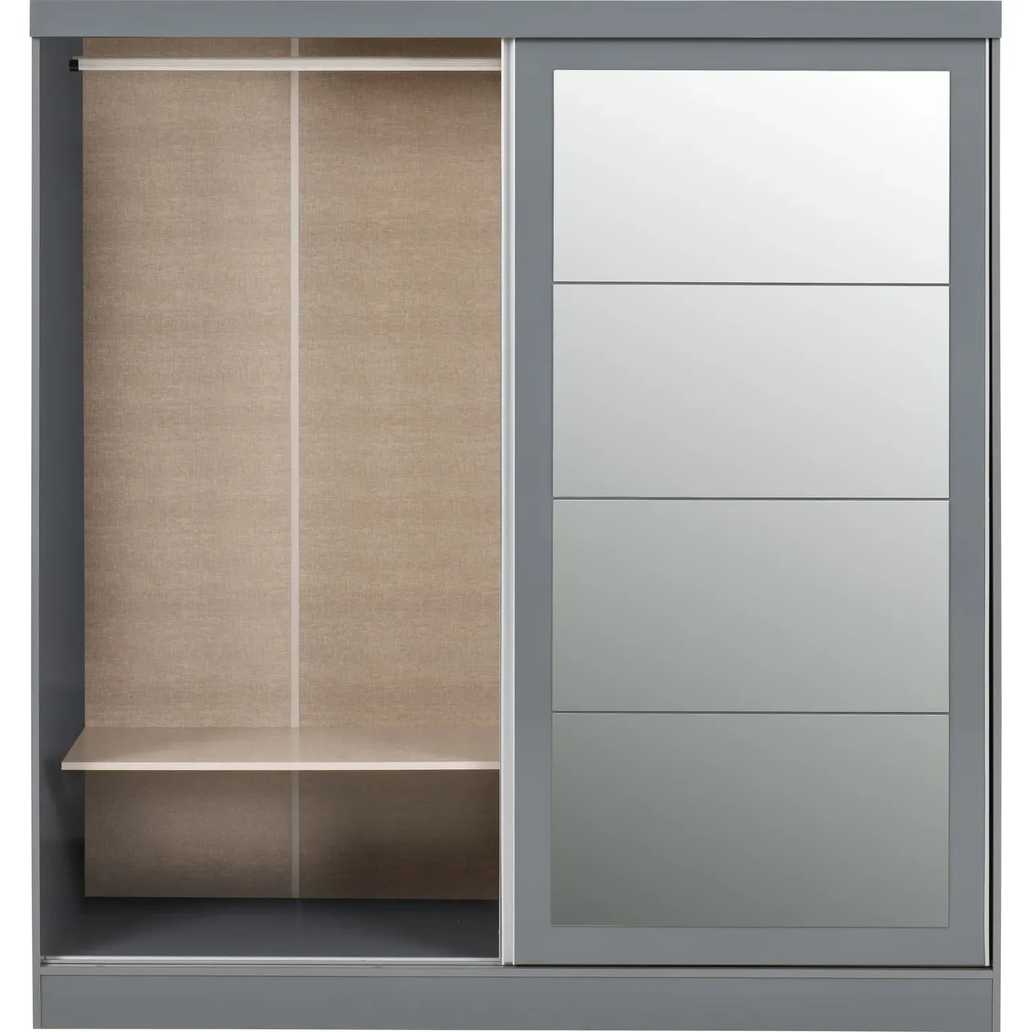 2-Door Sliding Wardrobe with Mirror - Grey Gloss