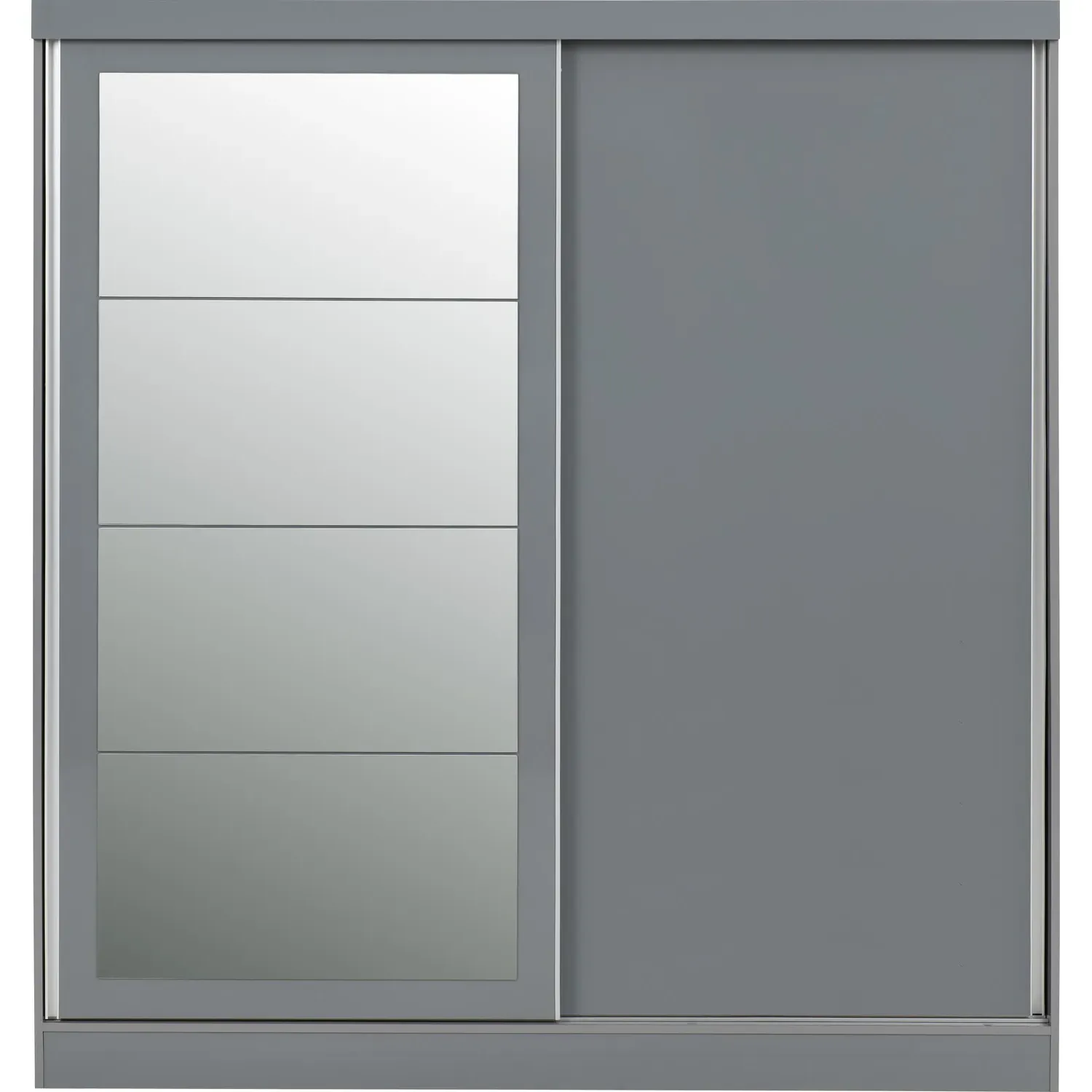 2-Door Sliding Wardrobe with Mirror - Grey Gloss