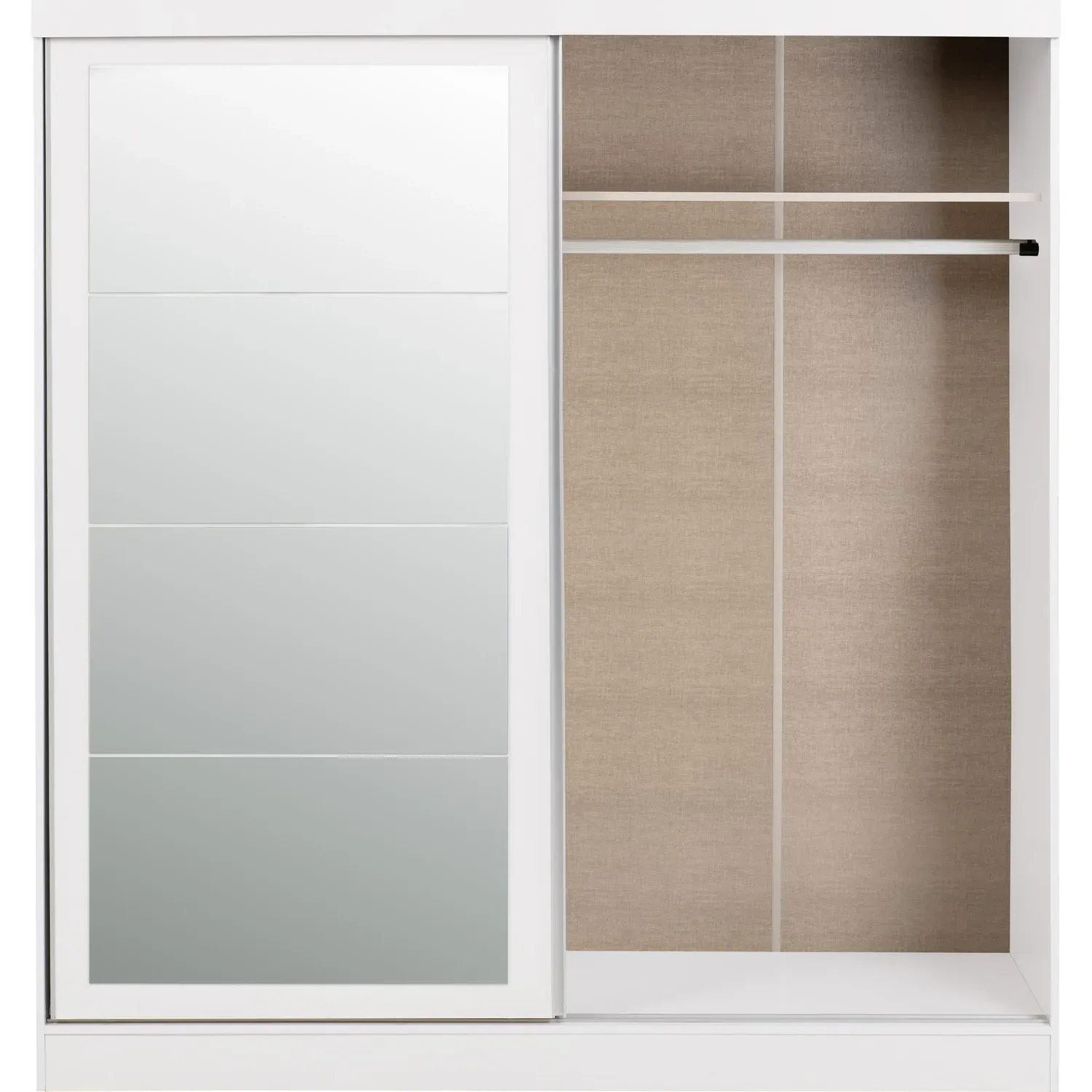 2-Door Sliding Wardrobe with Mirror - White Gloss