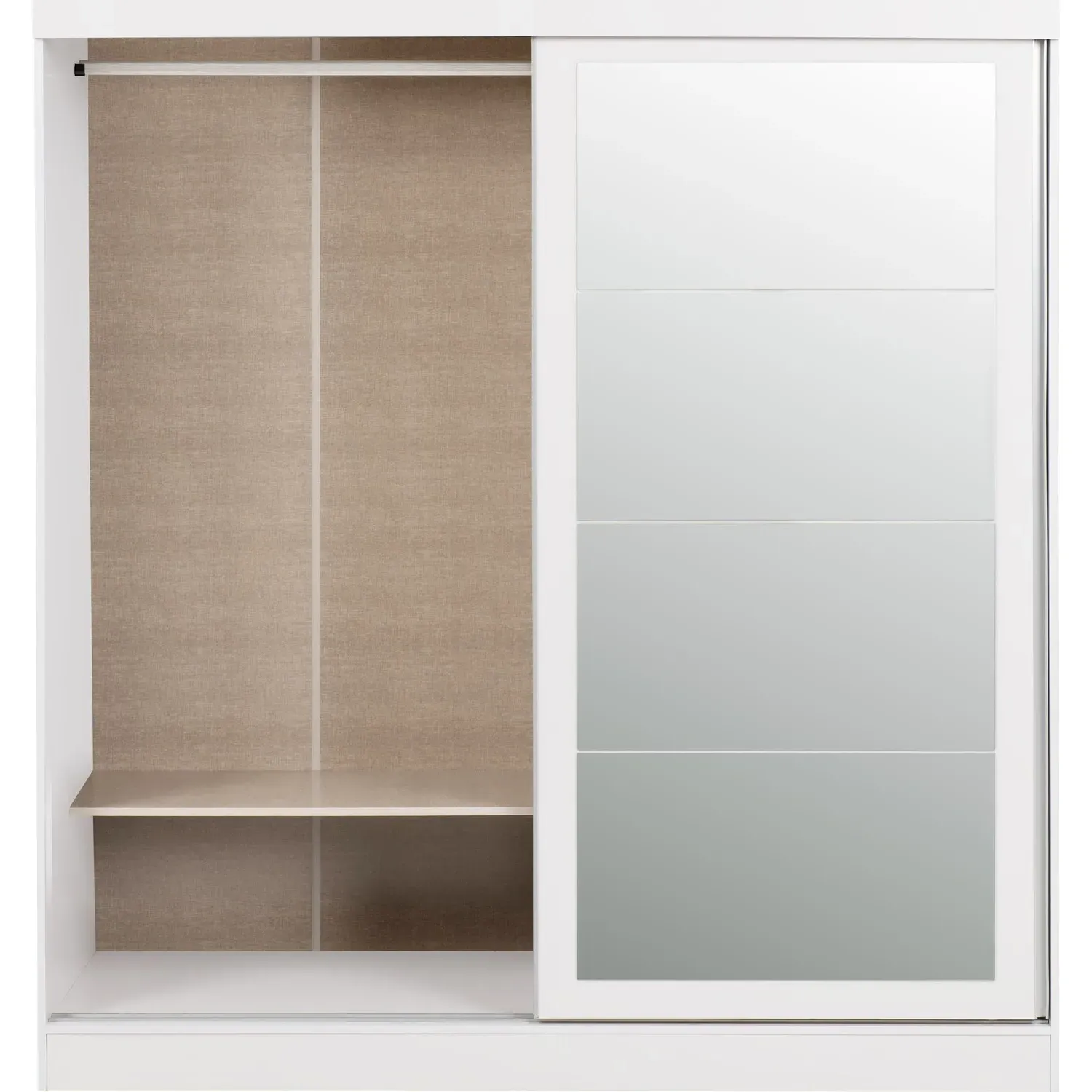 2-Door Sliding Wardrobe with Mirror - White Gloss