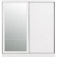 2-Door Sliding Wardrobe with Mirror - White Gloss