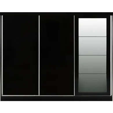 3-Door Sliding Wardrobe with Mirror - Black Gloss