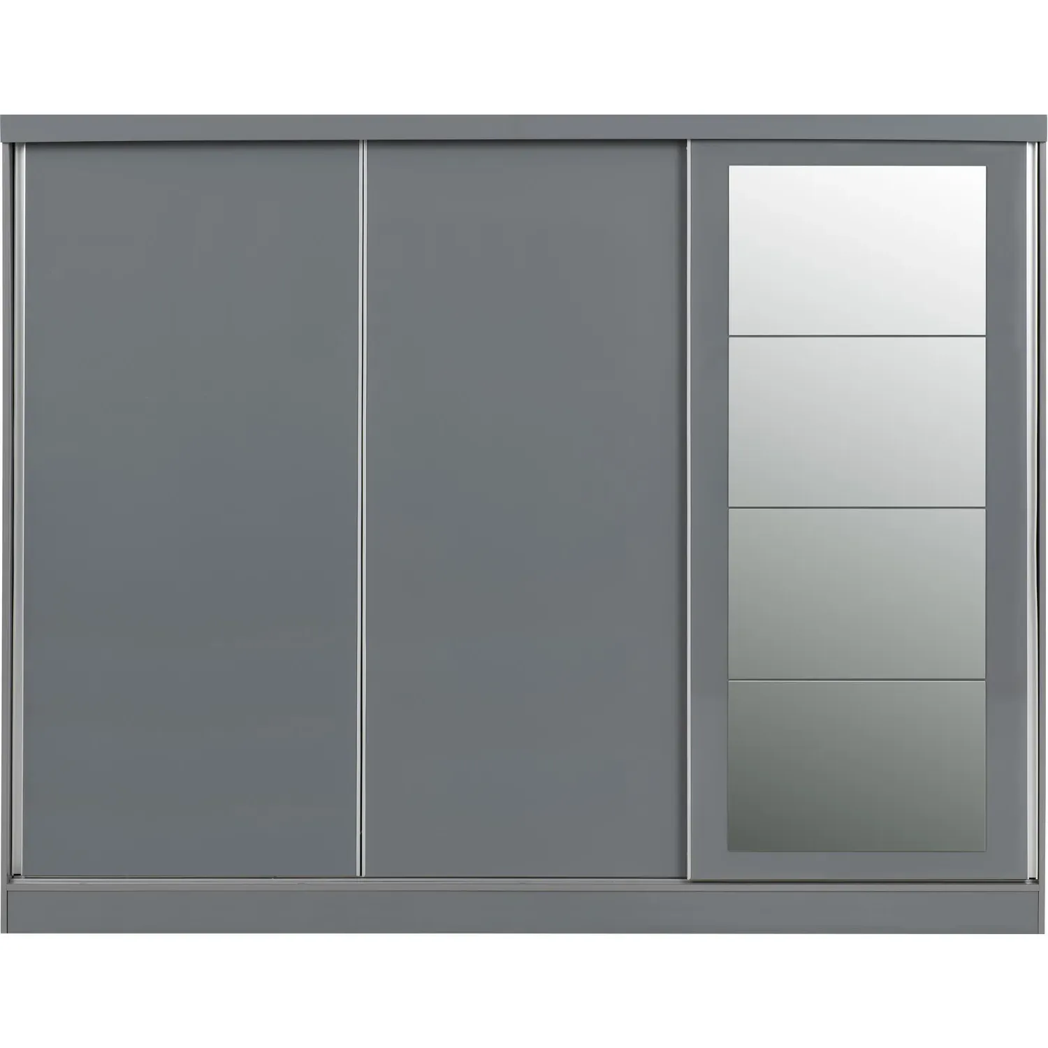 3-Door Sliding Wardrobe with Mirror - Grey Gloss