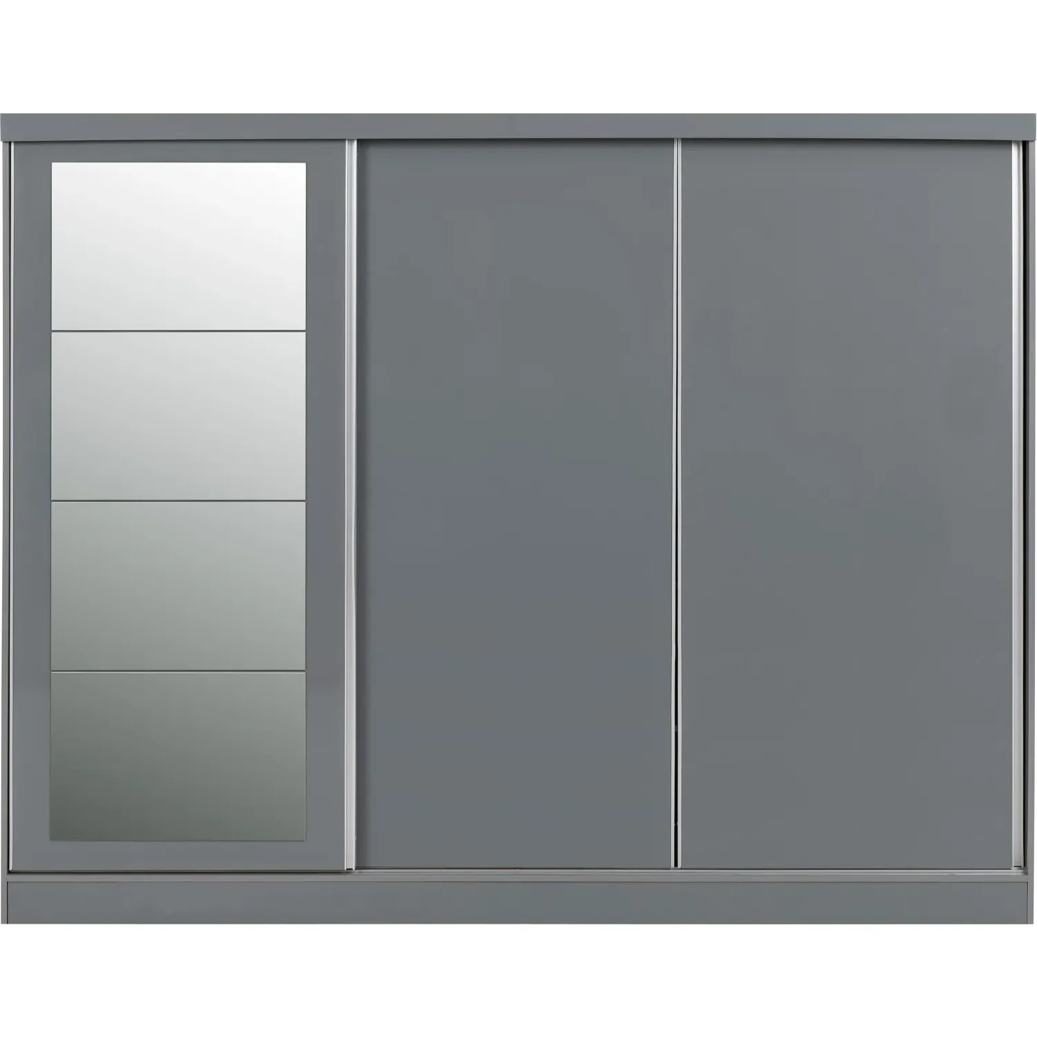 3-Door Sliding Wardrobe with Mirror - Grey Gloss