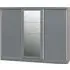 3-Door Sliding Wardrobe with Mirror - Grey Gloss