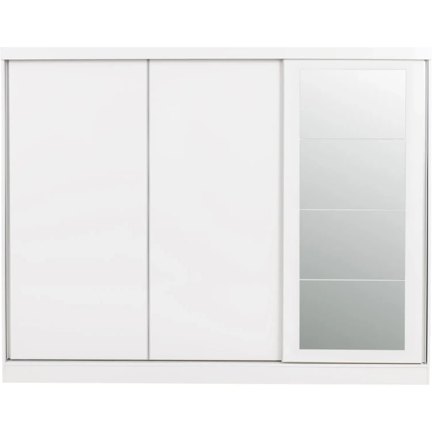 3-Door Sliding Wardrobe with Mirror - White Gloss