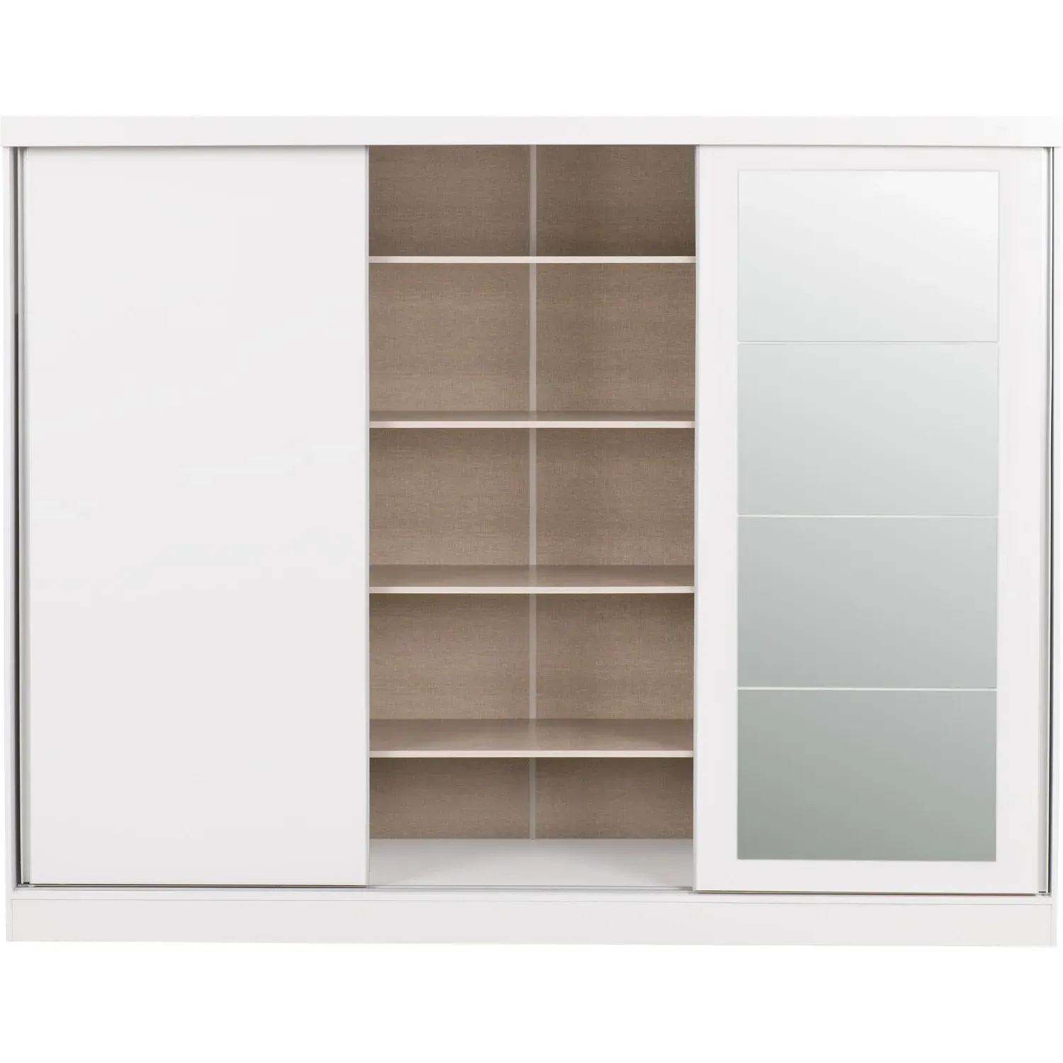 3-Door Sliding Wardrobe with Mirror - White Gloss