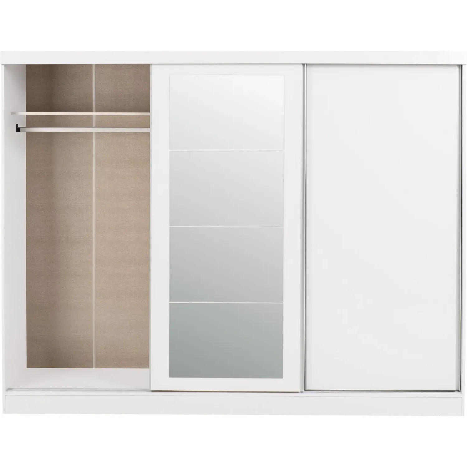 3-Door Sliding Wardrobe with Mirror - White Gloss