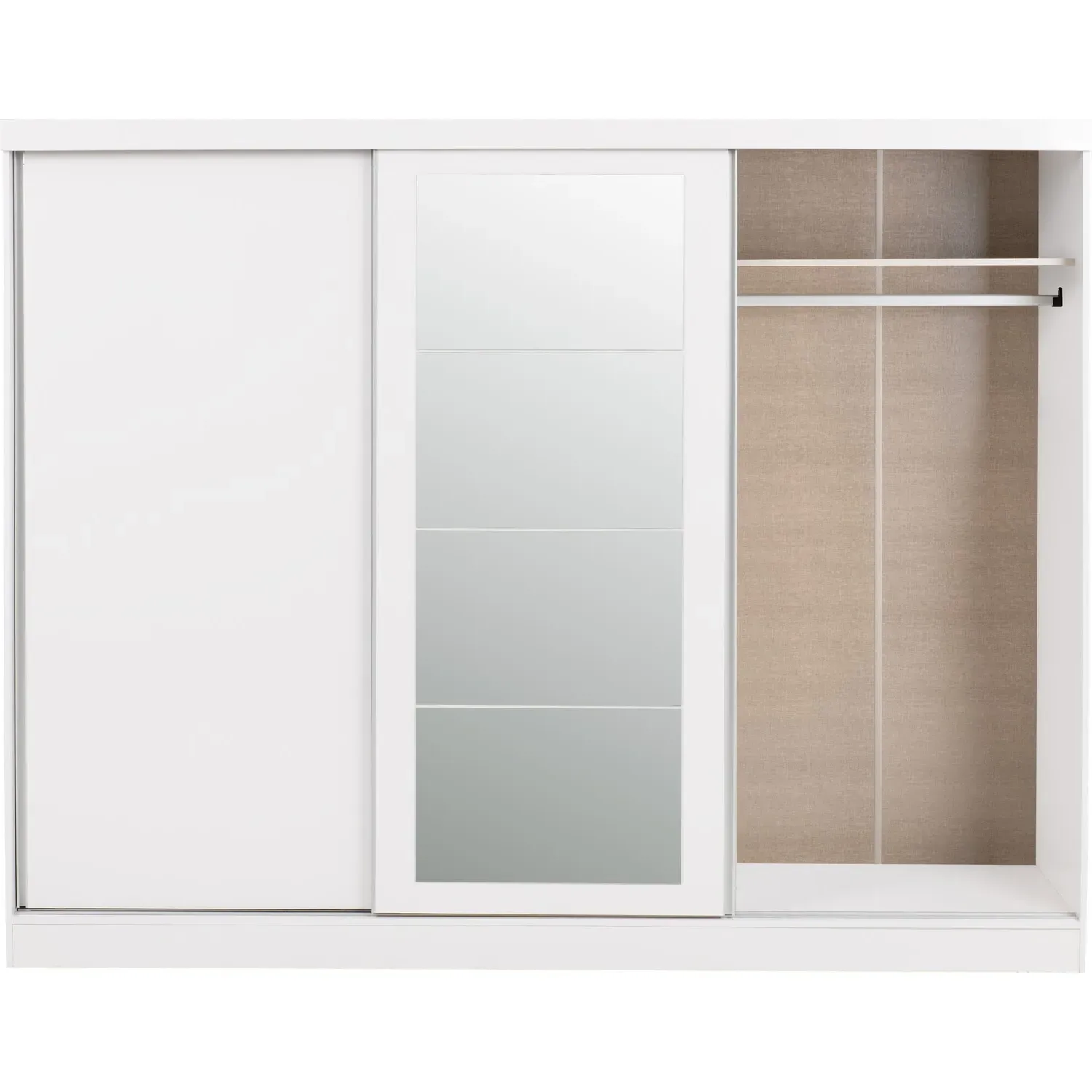 3-Door Sliding Wardrobe with Mirror - White Gloss