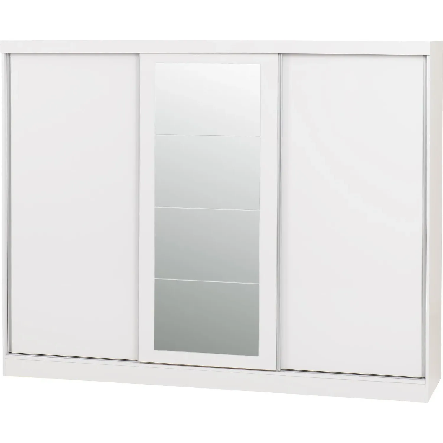 3-Door Sliding Wardrobe with Mirror - White Gloss
