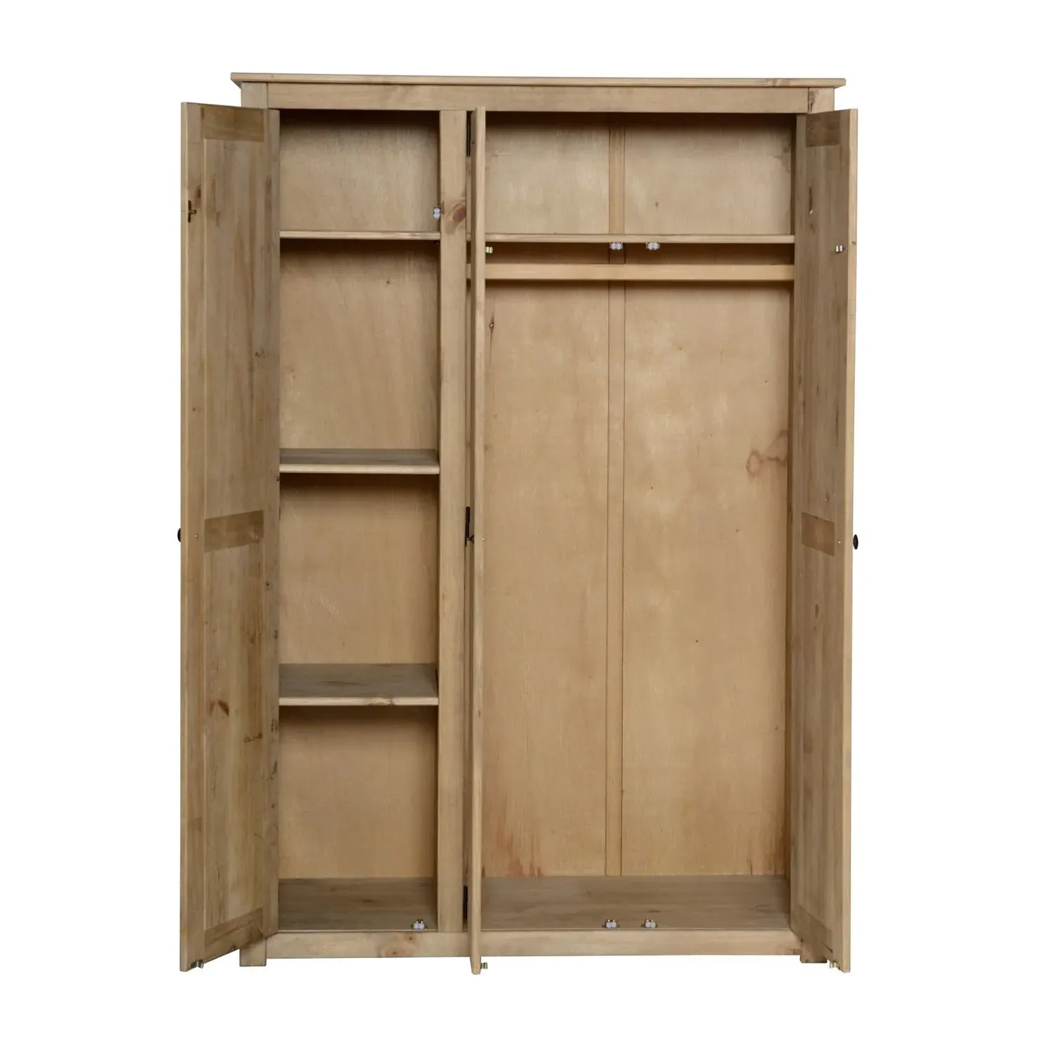3-Door Triple Wardrobe - Natural, Pine