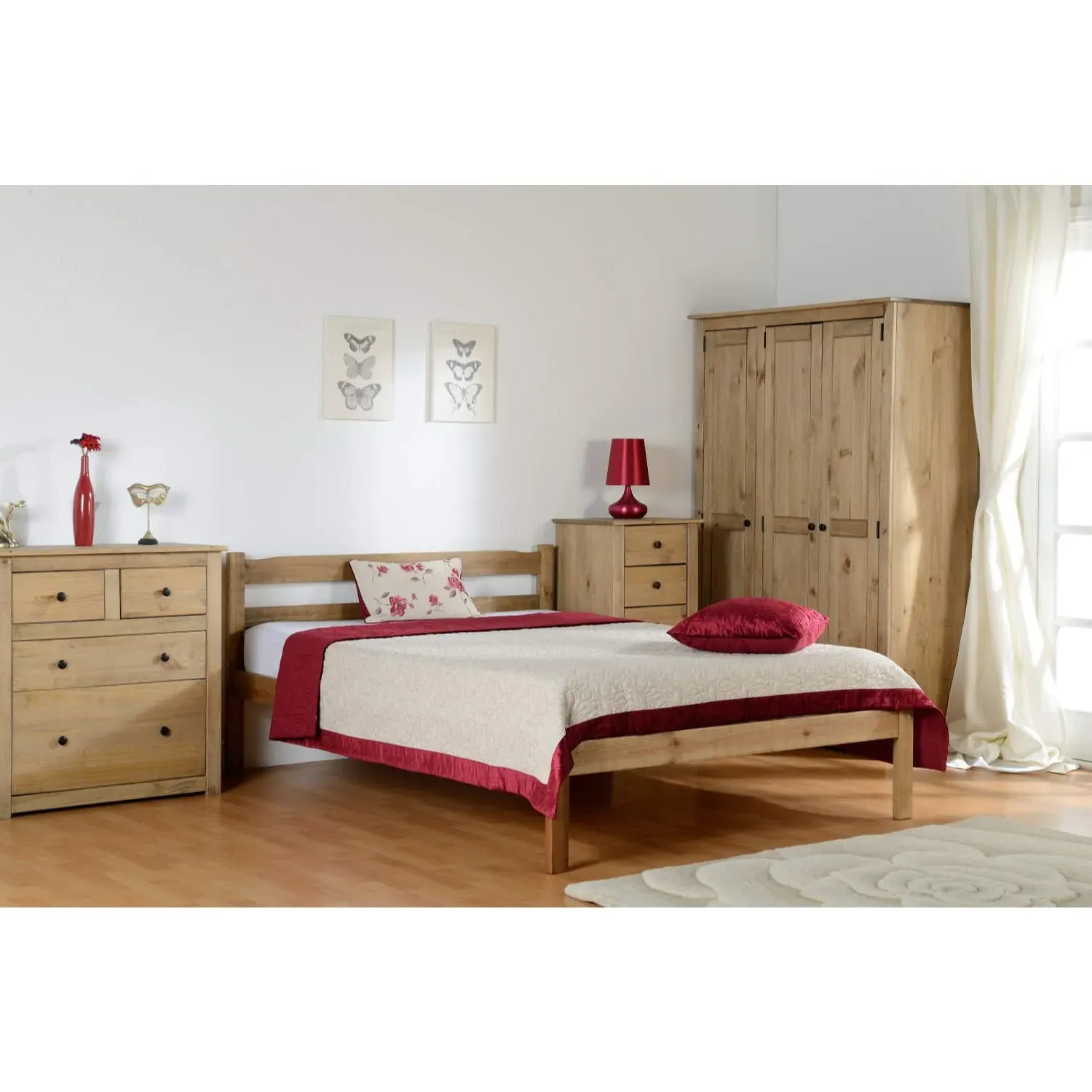 3-Door Triple Wardrobe - Natural, Pine