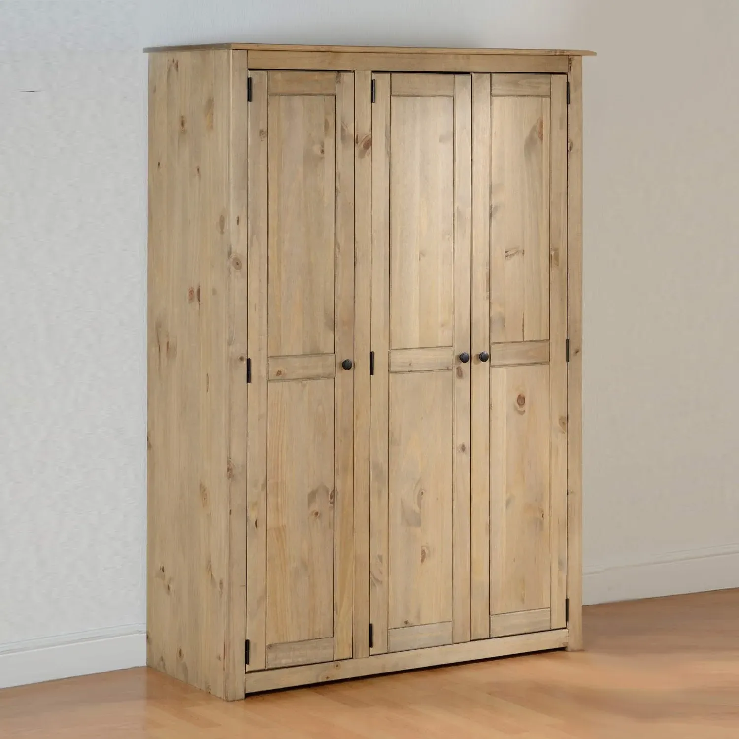3-Door Triple Wardrobe - Natural, Pine image