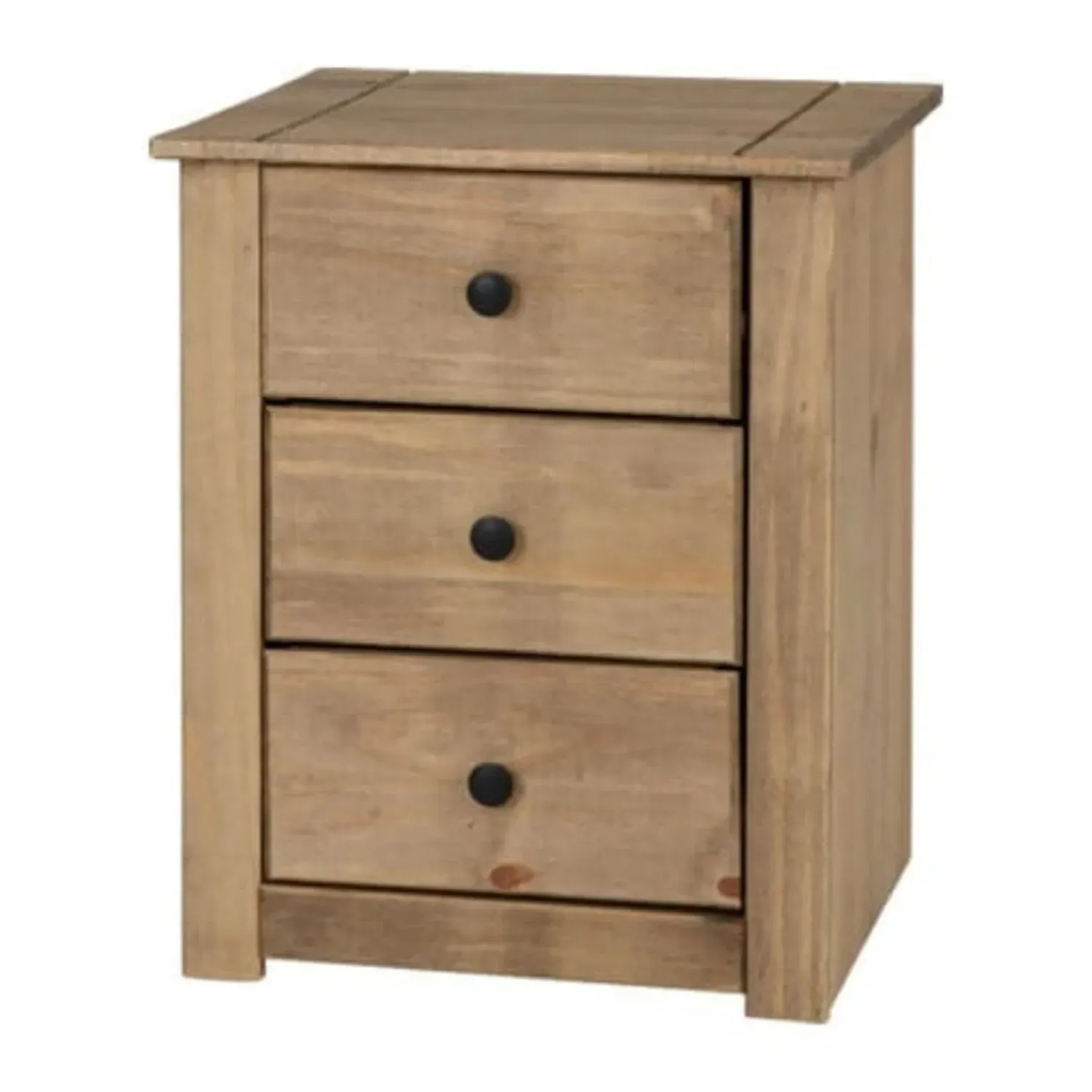 3-Drawer Bedside Table - Waxed Pine
