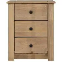 3-Drawer Bedside Table - Waxed Pine