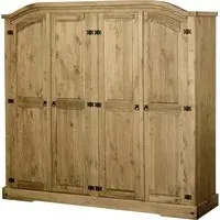 4-Door Wardrobe with Storage - Pine