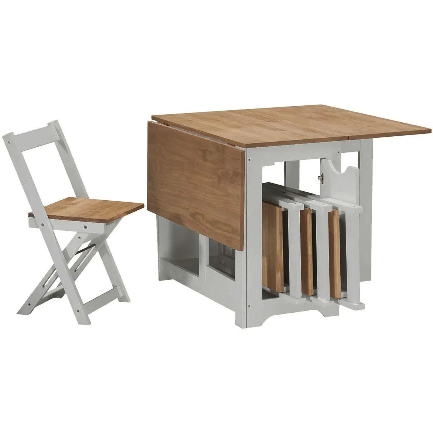 Drop Leaf Dining Set with 4 Chairs - Grey, Pine image