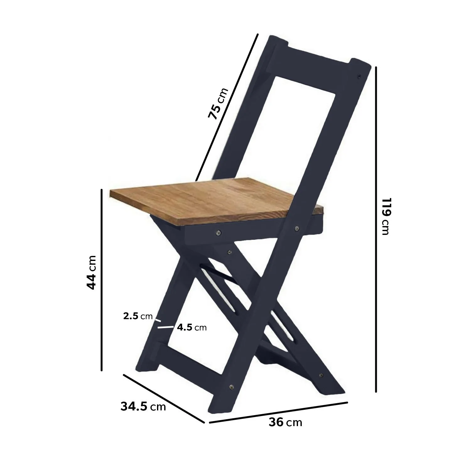 Drop Leaf Dining Set with 4 Chairs - Navy, Pine