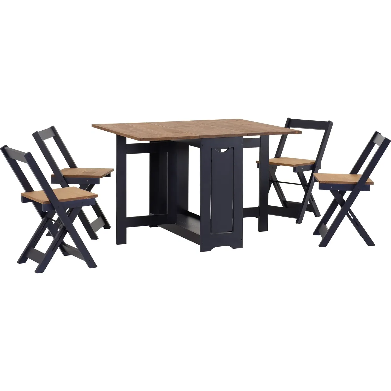 Drop Leaf Dining Set with 4 Chairs - Navy, Pine