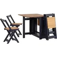 Drop Leaf Dining Set with 4 Chairs - Navy, Pine