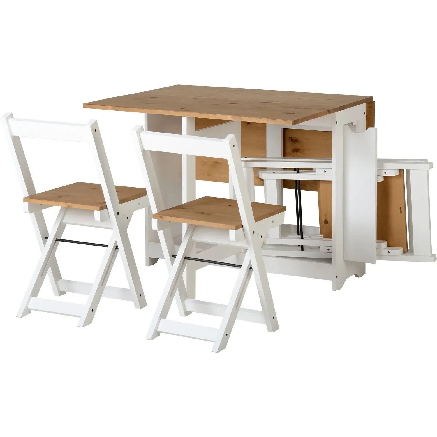Drop Leaf Dining Set with 4 Chairs - White, Pine