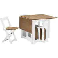 Drop Leaf Dining Set with 4 Chairs - White, Pine