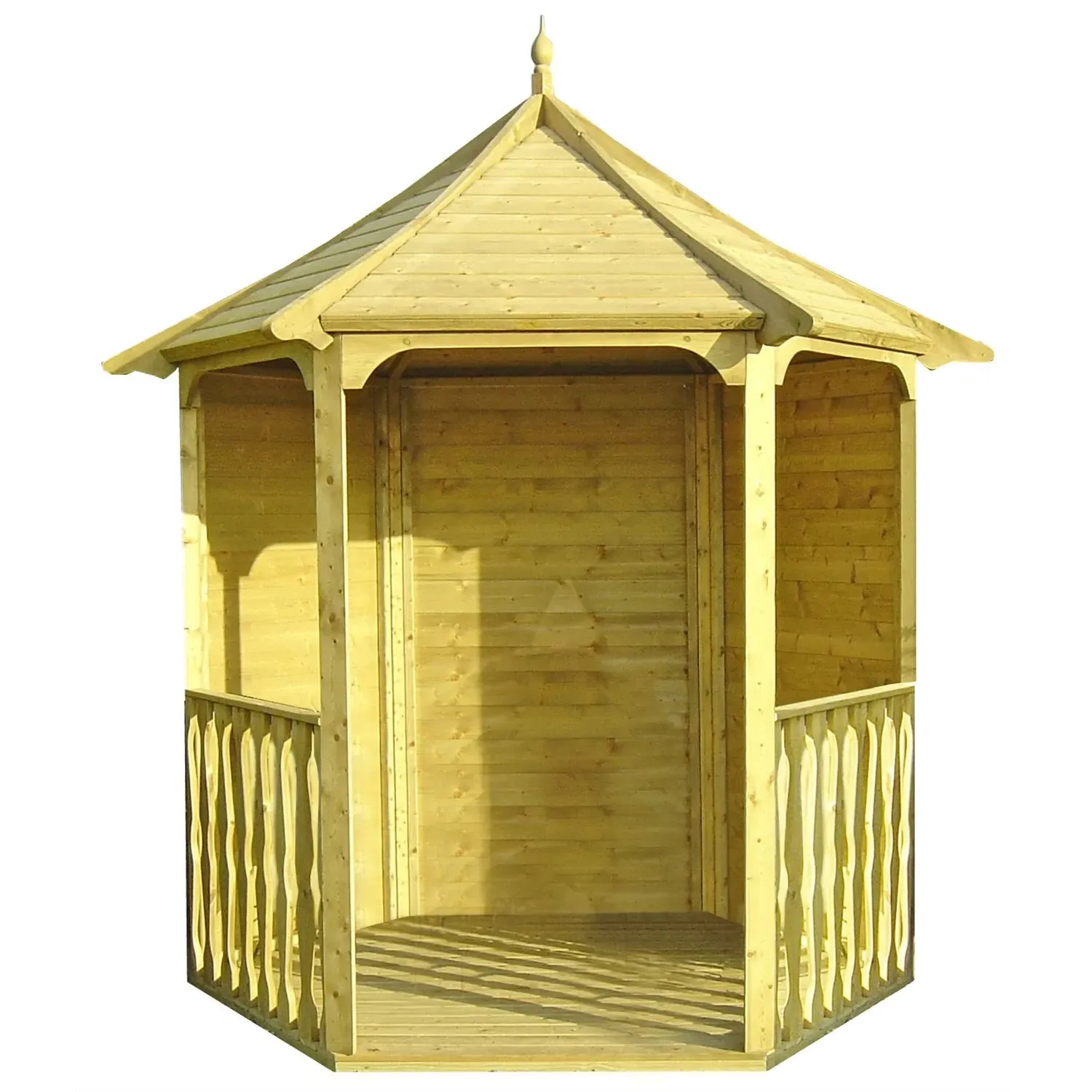 Hexagonal Garden Arbour - Brown, Pine